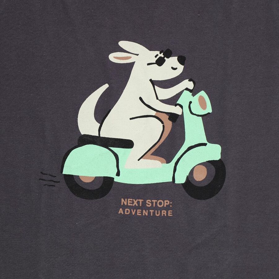 Infants' Charcoal 100% Cotton Round Neck Graphic Baba Suit, Charcoal, large