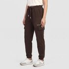 Women's Brown Jogger Fit Cargo Track Pants, भूरा, small