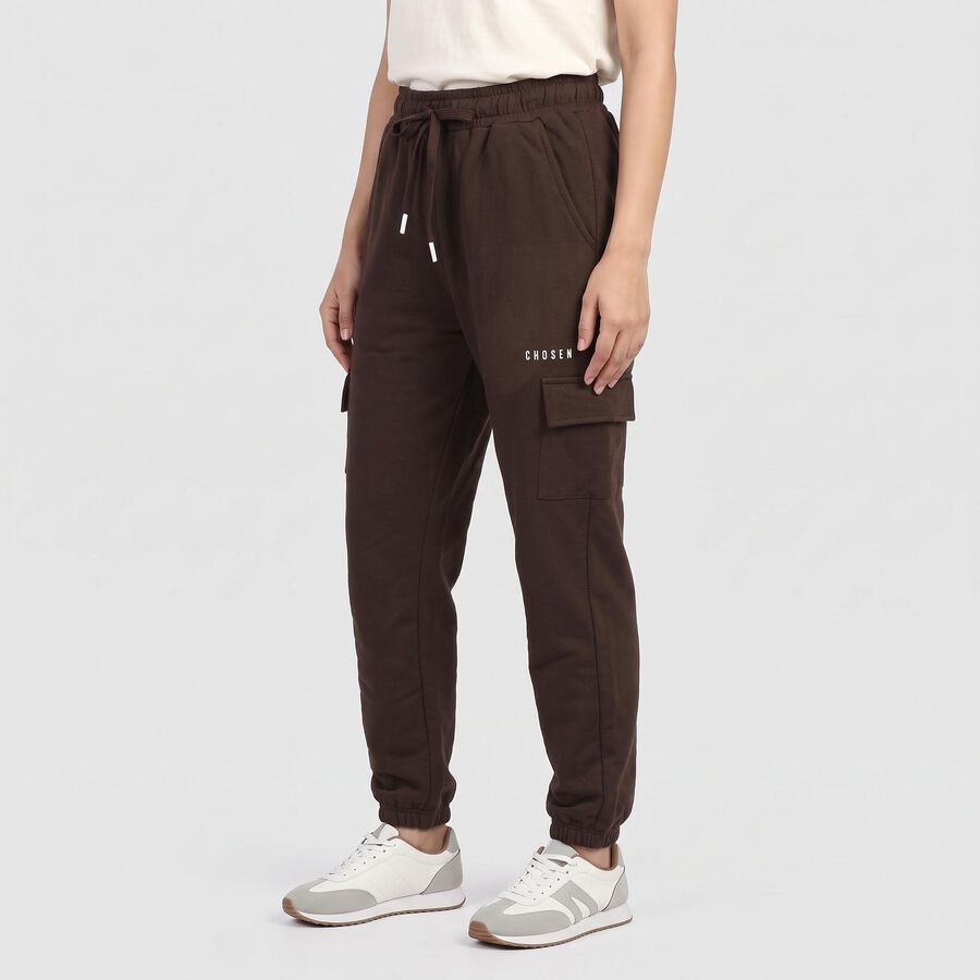 Women's Brown Jogger Fit Cargo Track Pants, भूरा, large