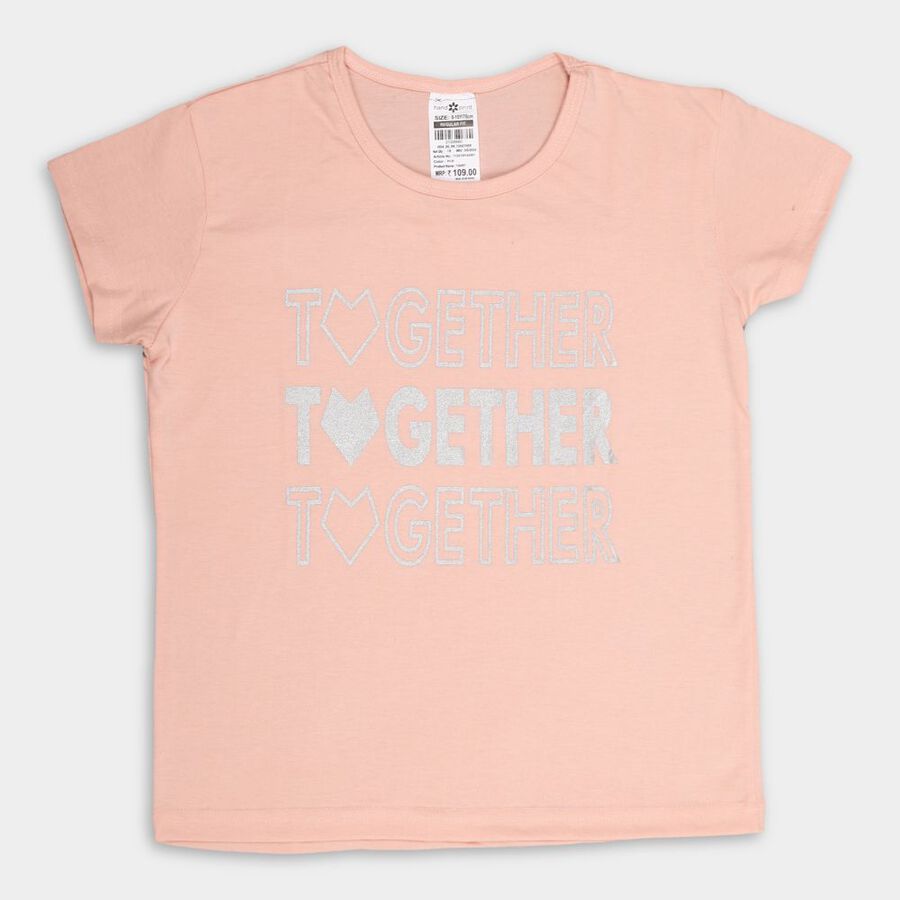 Girls' T-Shirt, पीच, large image number null
