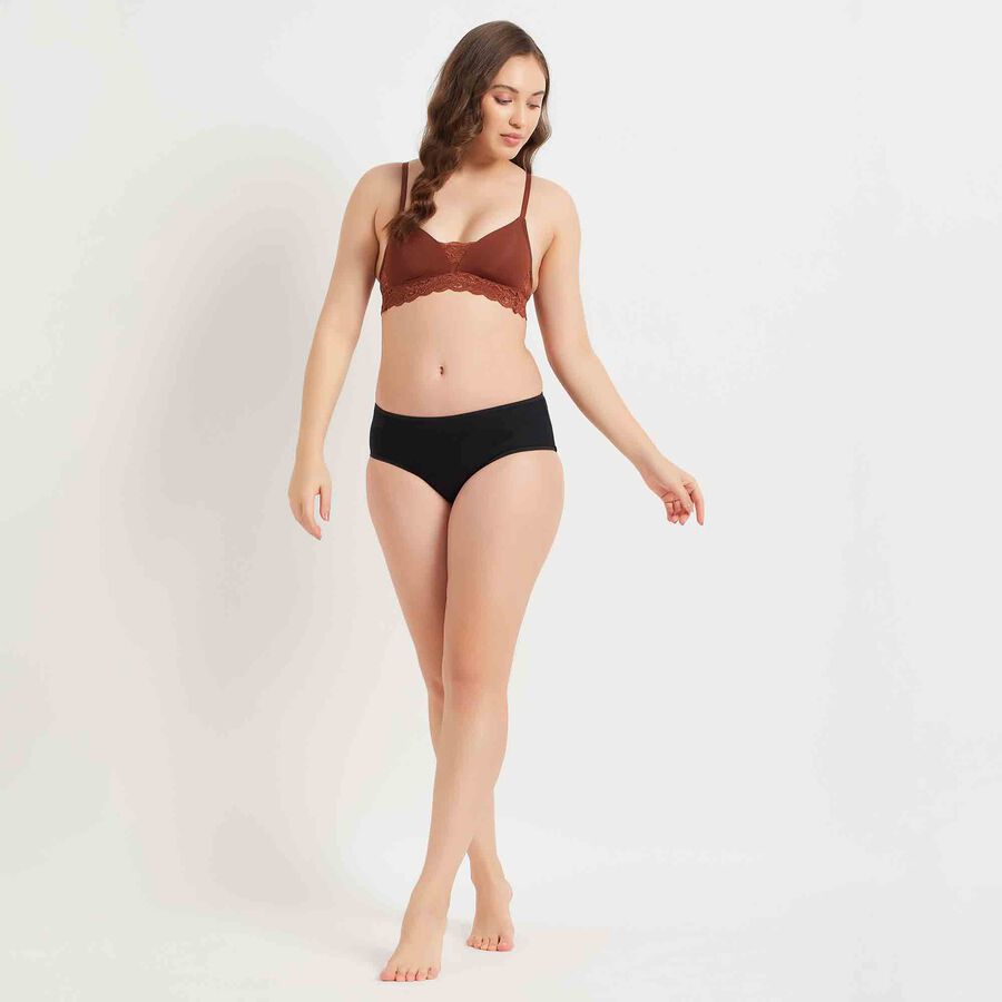 Half Lace Padded Bra, Brown, large image number null