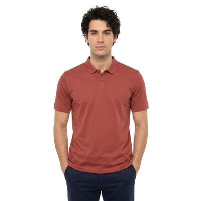 Men's Coral Cotton Polo Neck Solid Polo T-Shirt