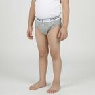 Boys' Mid Grey Regular Fit Solid Briefs, मिश्रित मध्यम ग्रे, small
