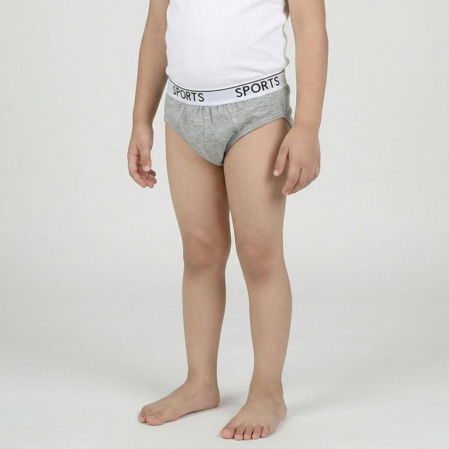 Boys' Mid Grey Regular Fit Solid Briefs, मिश्रित मध्यम ग्रे, large