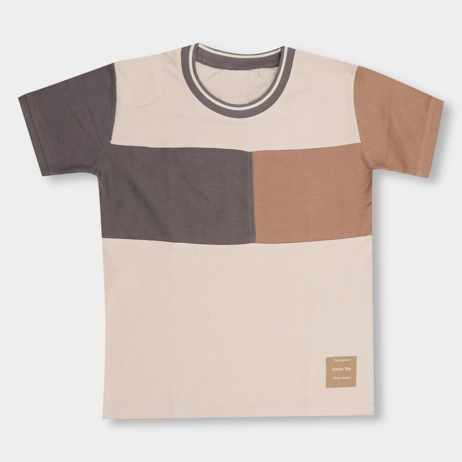 Boys' Half Sleeves T-Shirt , Beige, large image number null