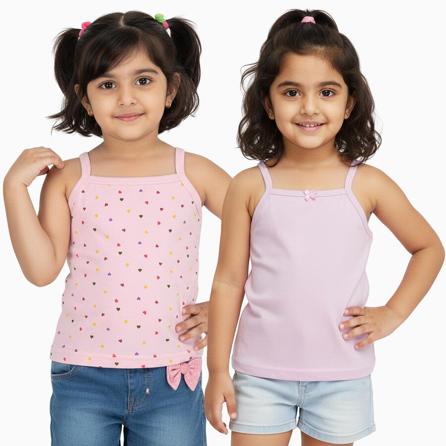 Girls' Pastel Pink Cotton Square Neck Casual Vest, लाइलेक, large image number null