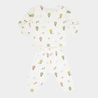 Infants Cotton Printed Night Suit, Off White, small image number null