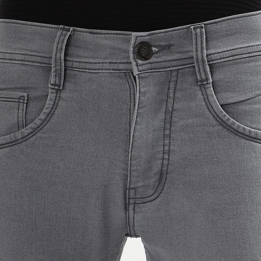 Men's Muted Steel Grey Skinny Fit Five Pocket Jeans, Light Grey, large image number null