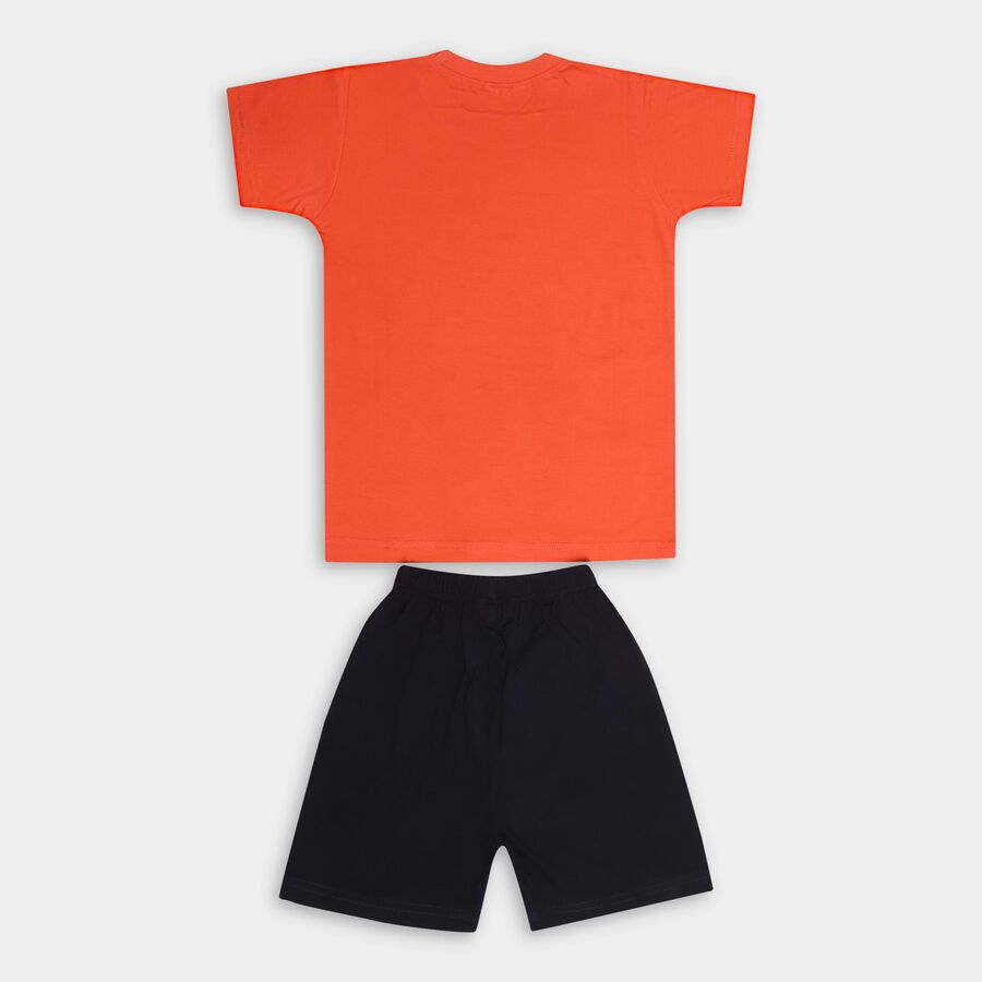 Boys' 100% Cotton Knit Baba Suit, मूँगा (कोरल), large image number null