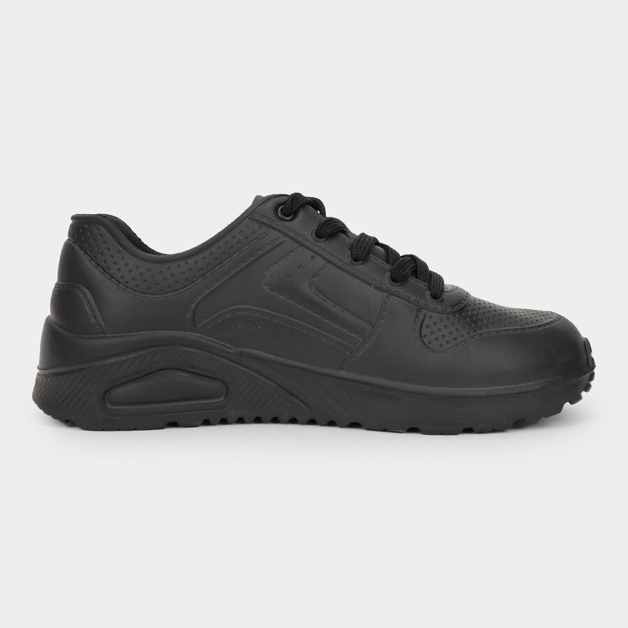 Men's Jet Black Lace-Up Casual Shoes, काला, large