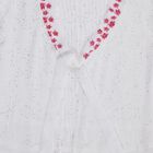 Girls' White Round Neck Casual T-Shirt, सफ़ेद, small