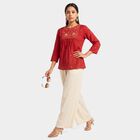 Women's Rust Notch Neck EmbroideRust A-Line Kurti, रस्ट, small