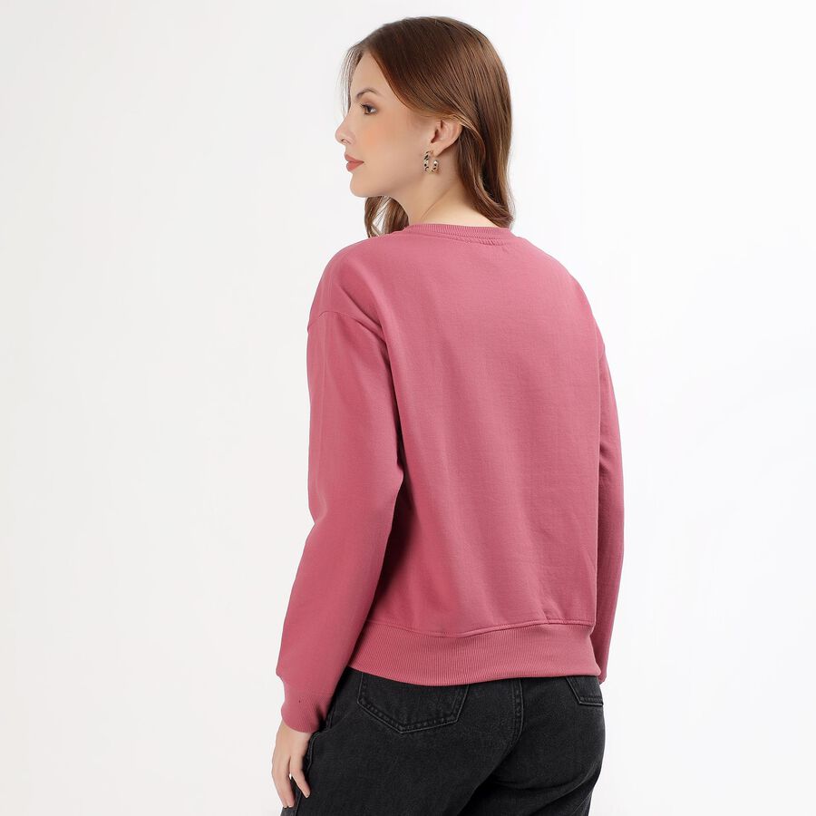 Women's Muted Rose Pink Crew Neck Casual Sweatshirt, गुलाबी, large image number null