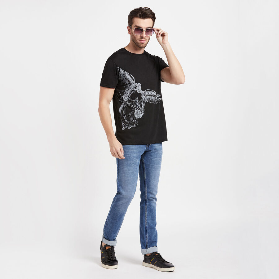 Round Neck T-Shirt, Black, large image number null