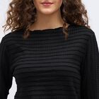 Women's Jet Black Round Neck Casual Top, Black, small image number null