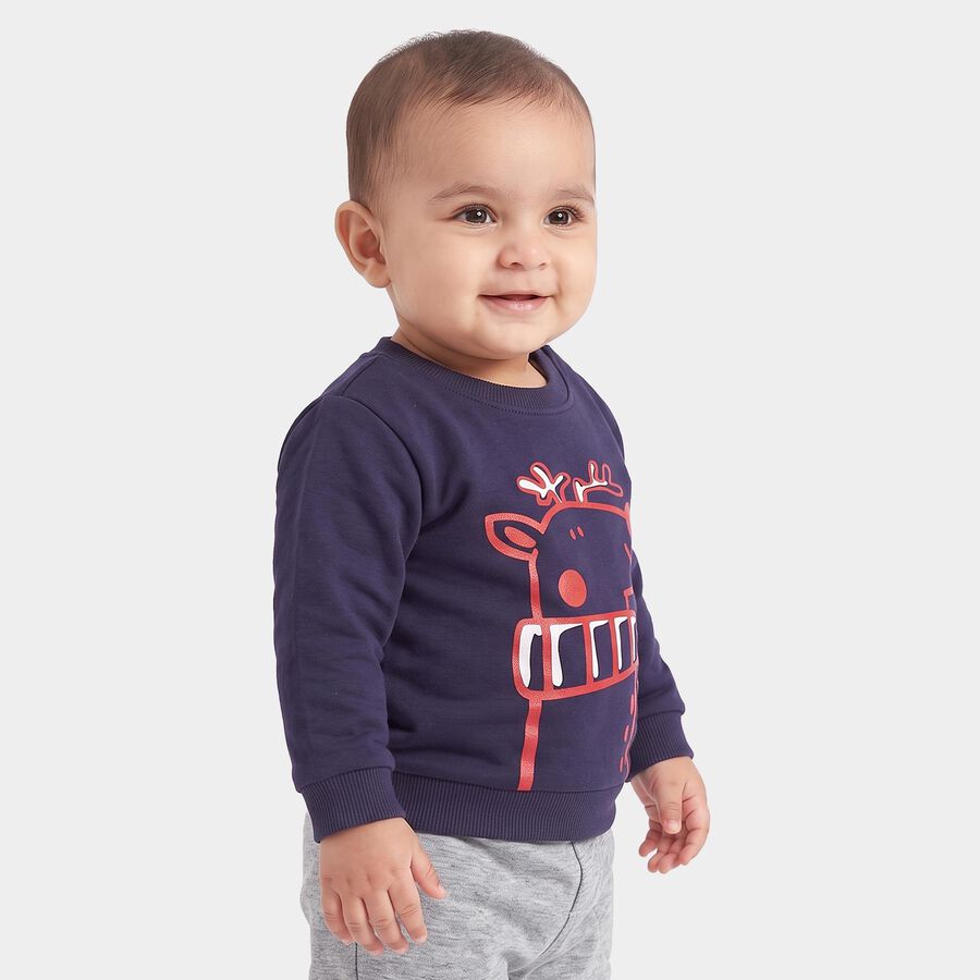 Infants' Navy Blue Crew Neck Pullover Sweatshirt, Navy Blue, large