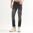 Men's Faded Black Skinny Fit Five Pocket Jeans, Dark Grey, small image number null
