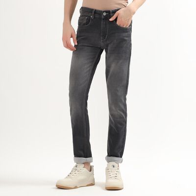 Men's Faded Black Skinny Fit Five Pocket Jeans