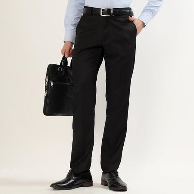 Men's Jet Black Slim Fit Formal Trousers