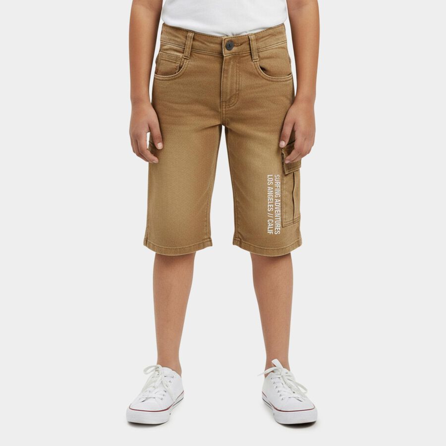 Boys' Khaki Regular Fit Casual Jamaican Shorts, खाकी, large