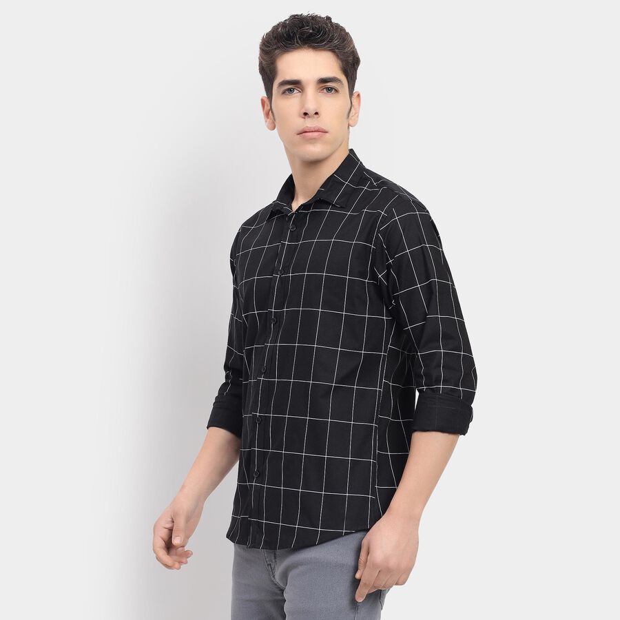 Men's 100% Cotton Casual Shirt , Black, large