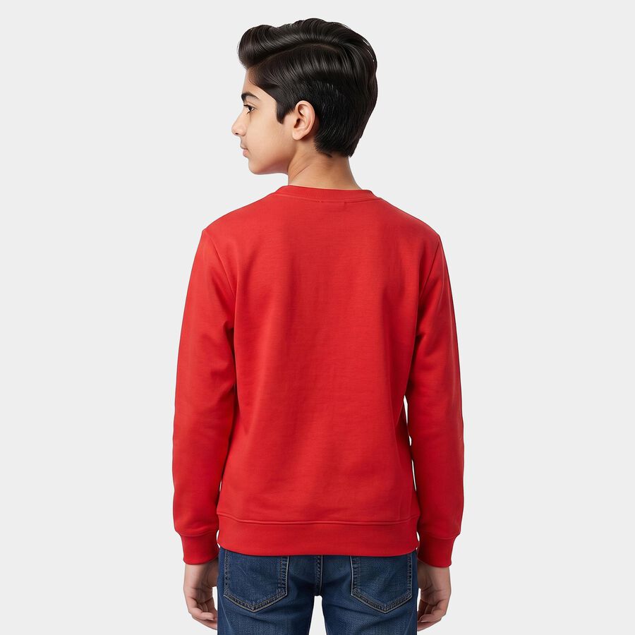 Boys' Red Crew Neck Pullover Sweatshirt, Red, large