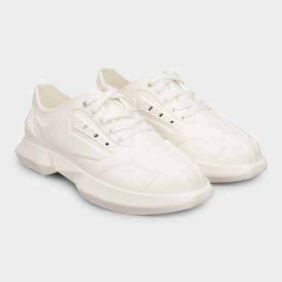 Men's Bright Snow White Lace-Up Casual Sneakers