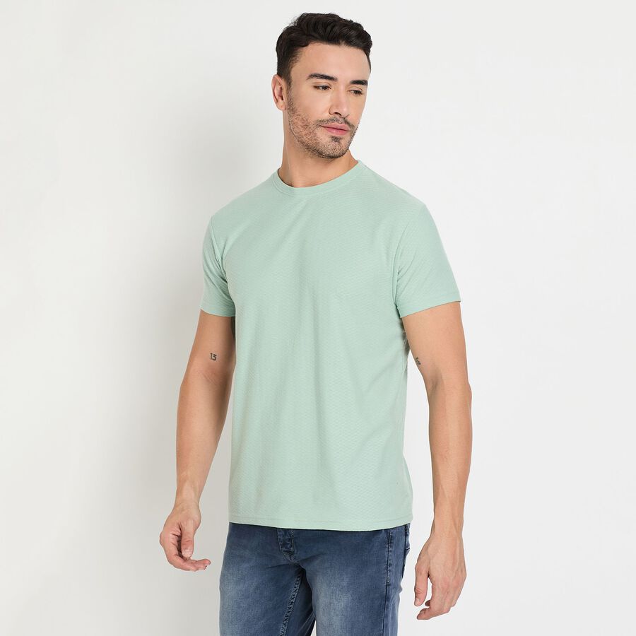 Men's Round Neck Half Sleeves T-Shirt, Aqua, large image number null