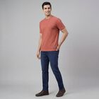 Men's Rust Henley Neck Casual T-Shirt, Rust, small