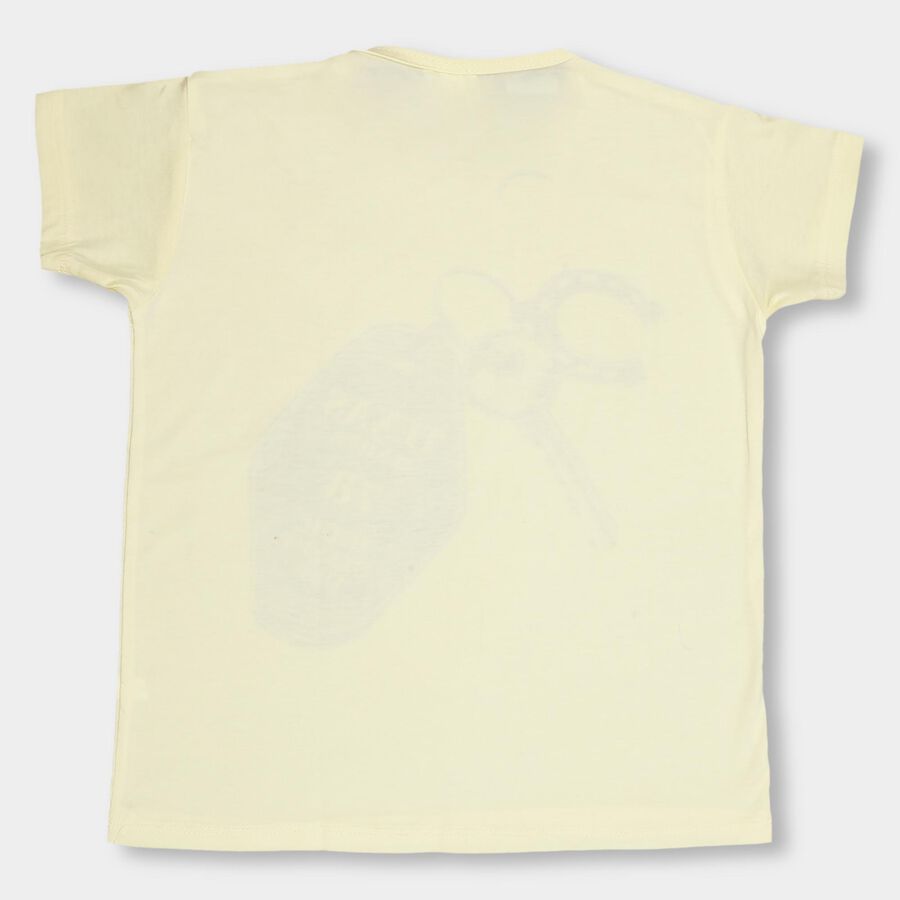 Girls' Bright Yellow Crew Neck Casual T-Shirt, Yellow, large image number null