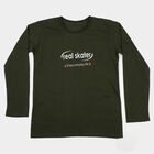 Boys Olive Green Round Neck Regular Boys T-Shirt, ओलिव, small
