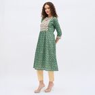 Women's Light Gray Cotton Round Neck Printed Kurta, हल्का ग्रे, small image number null