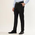 Men's Jet Black Slim Fit Formal Trousers, काला, small image number null