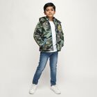 Boys' Green Hooded Casual Jacket, Dark Green, small image number null