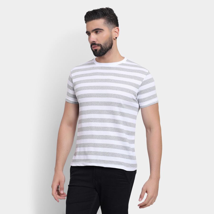 Men's Round Neck Half Sleeves T-Shirt , White, large image number null