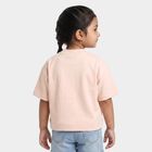 Girls Pink Cotton Crew Neck Oversized T-Shirt, Light Pink, small