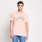 Cut & Sew Round Neck T-Shirt, Pink, small image number null