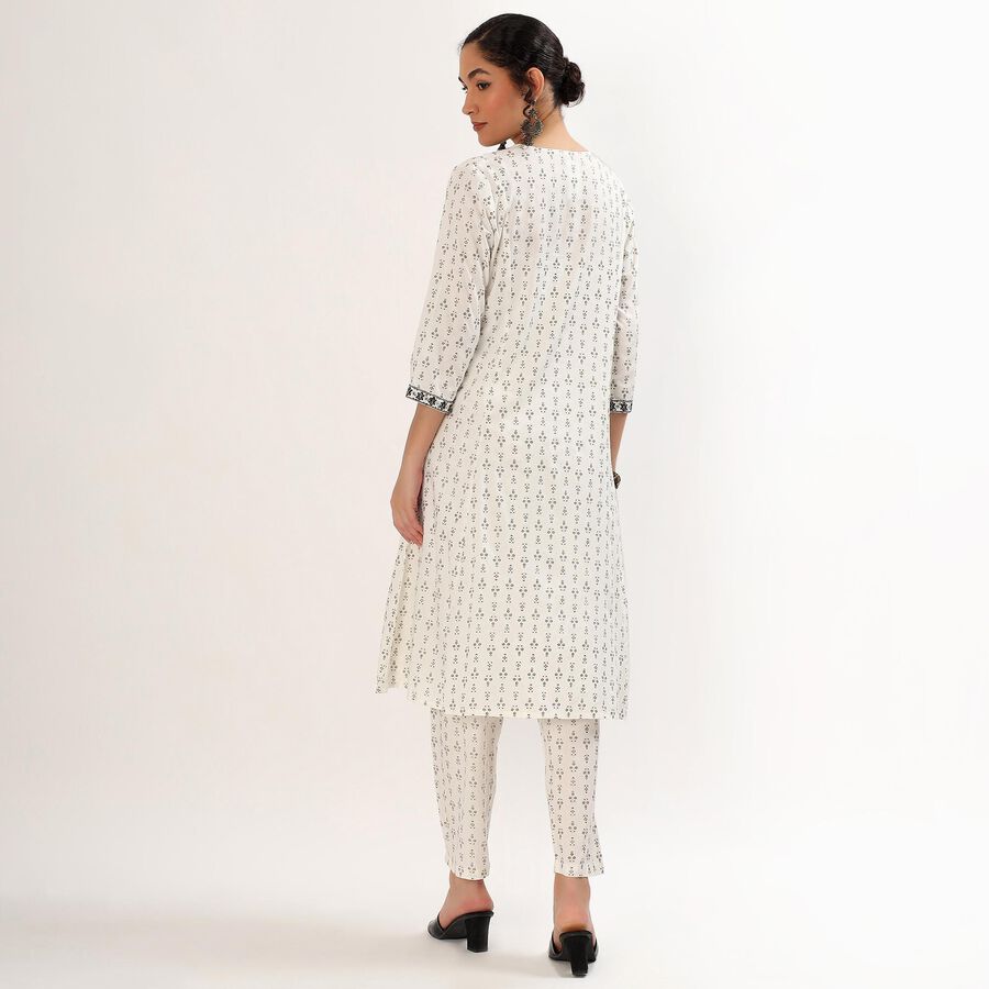 Women's Eggshell White Embroidered Ethnic Set, Off White, large image number null