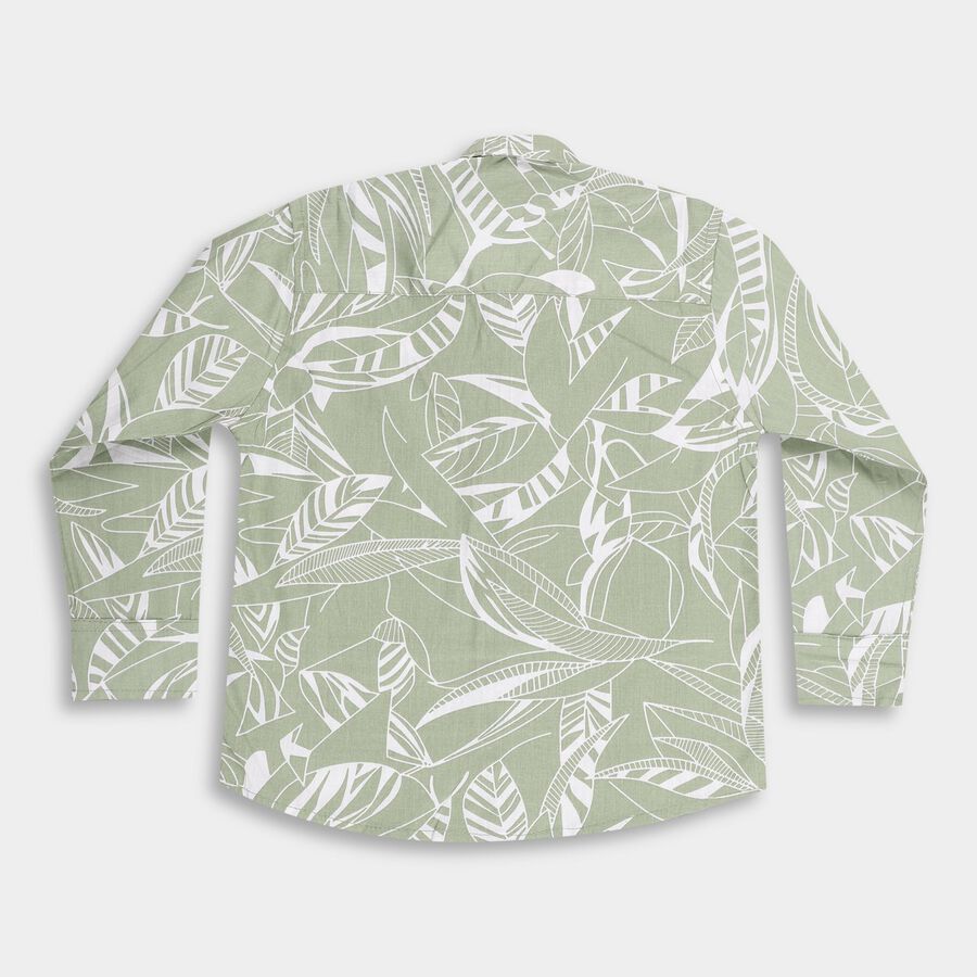 Boys Light Sage Green Cotton Classic Casual Shirt, हल्का हरा, large image number null