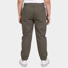 Boys Olive Green Regular Fit Solid Trousers, ओलिव, small