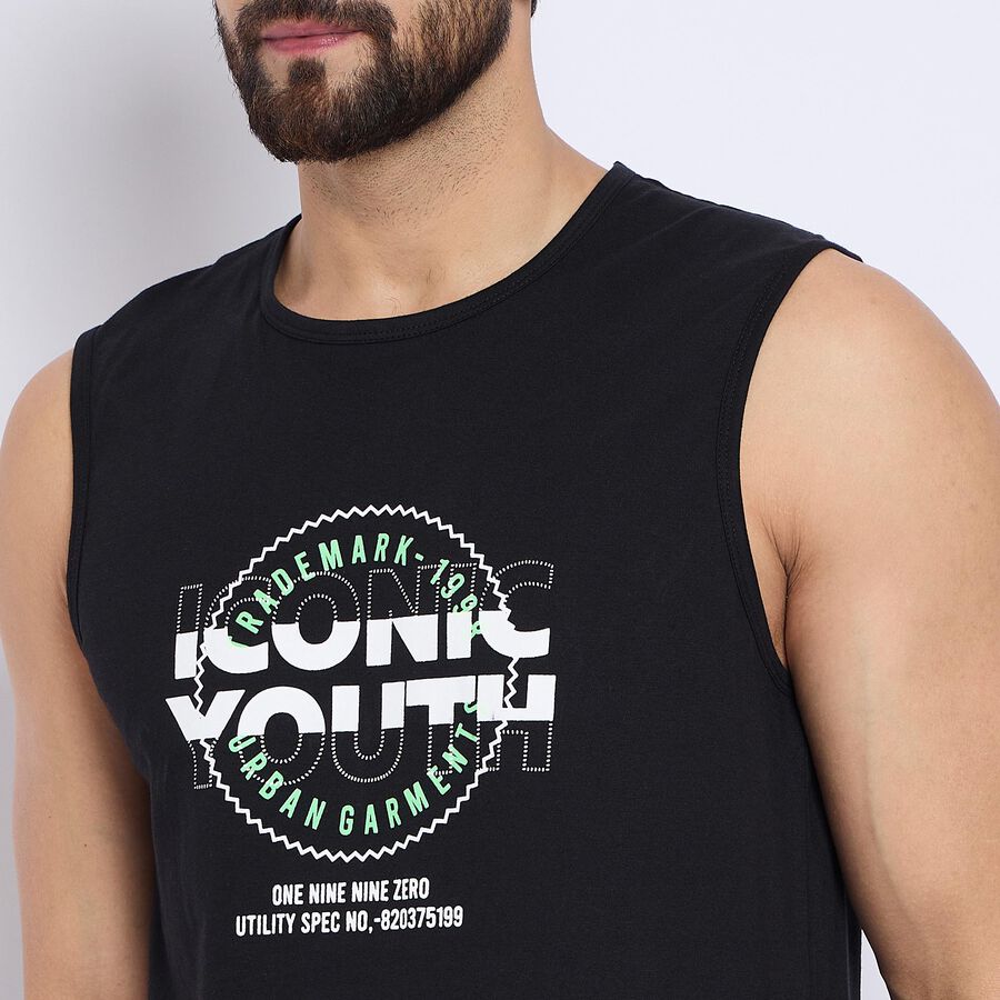 Men's 100% Cotton Round Neck Half Sleeves T-Shirt , Black, large