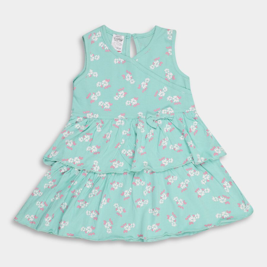 Infant Girls' 100% Cotton Frock , हल्का हरा, large image number null