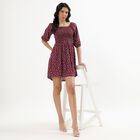 Ladies' Deep Maroon Square Neck Bohemian Dress, Wine, small image number null
