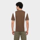 Men's Khaki V-Neck Regular T-Shirt, Khaki, small