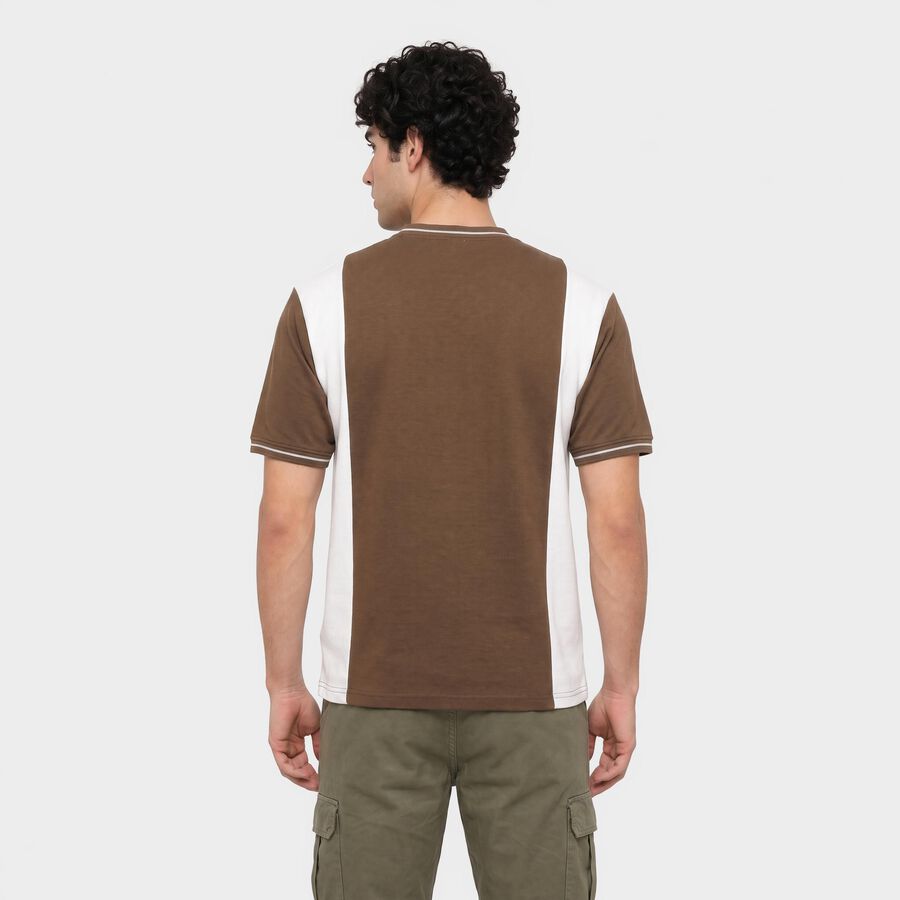 Men's Khaki V-Neck Regular T-Shirt, Khaki, large