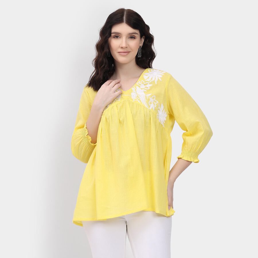 Ladies' 100% Cotton Kurti, Yellow, large