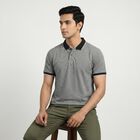 Men's Navy Blue Cotton Collared Casual T-Shirt, Navy Blue, small