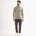 Men's Dark Charcoal Grey Slim Fit Flat-Front Casual Trousers, गहरा ग्रे, small image number null