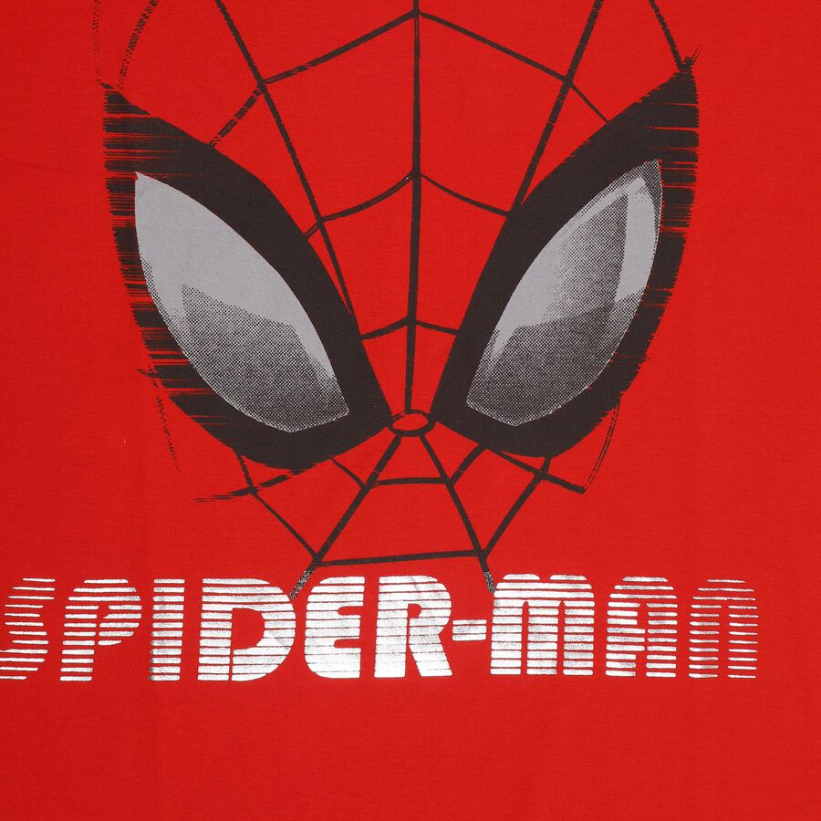 Boys Bright Cherry Red Cotton Round Neck Half Sleeve T-Shirt, Red, large image number null