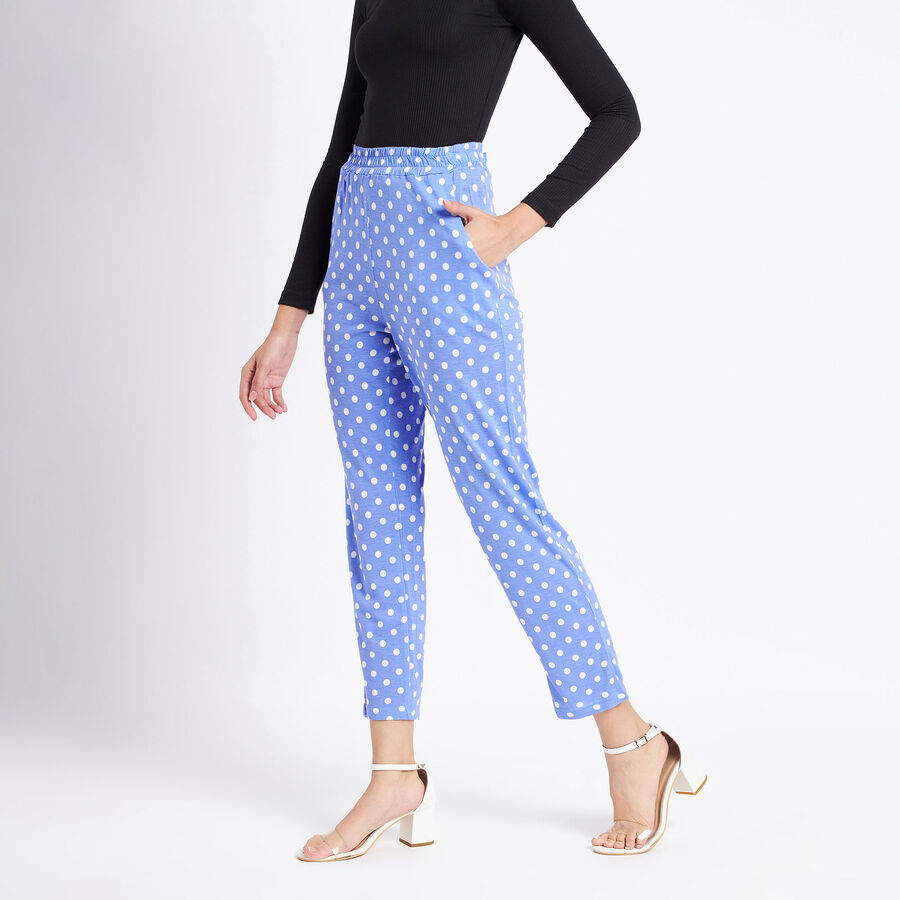 Printed Mid Rise Trousers, Light Blue, large image number null